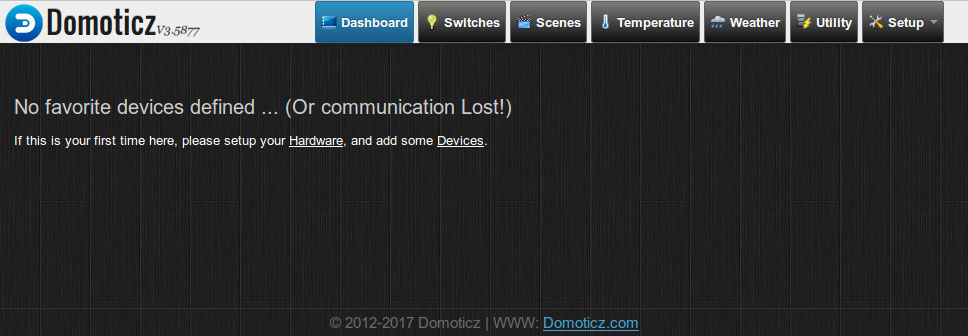 Domoticz écran accueil