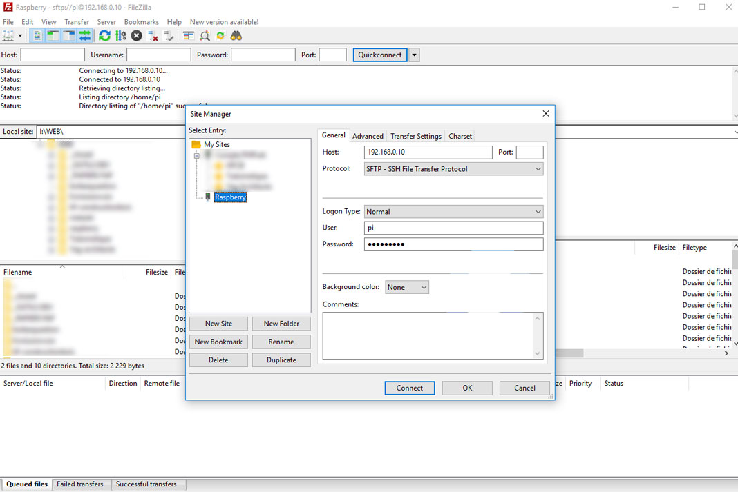 FileZilla et son Site Manager